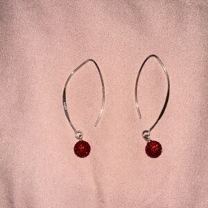 Crystal Elegant Silver and Red Drop Earrings